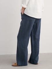Seasalt Cornwall Blue Tide Flow Wide Leg 100% Linen Trousers - Image 2 of 5