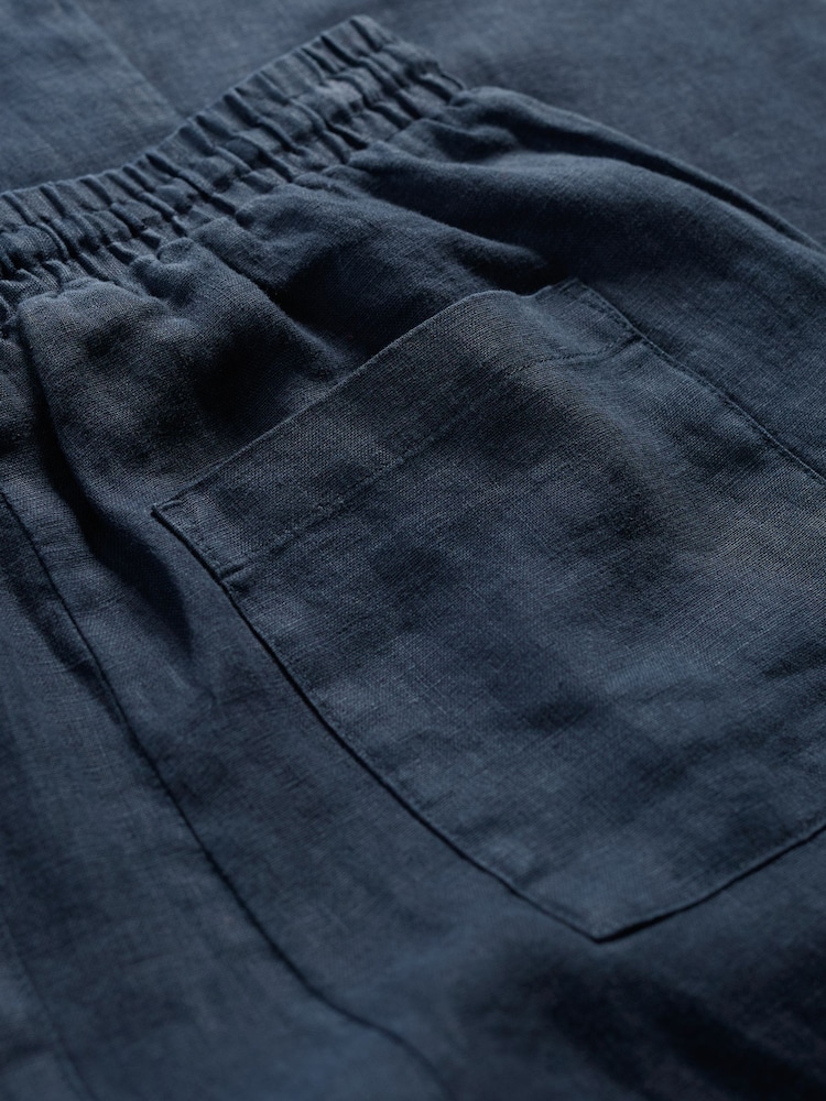 Seasalt Cornwall Blue Tide Flow Wide Leg 100% Linen Trousers - Image 5 of 5