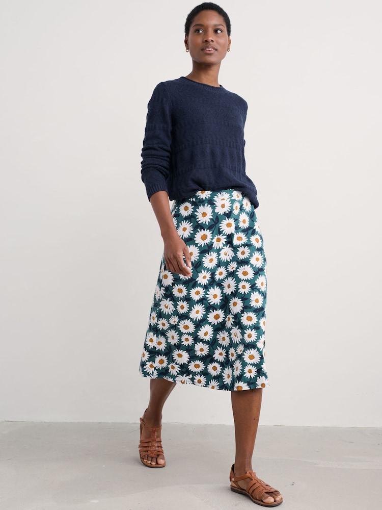Seasalt Cornwall Blue Rose A-Line Skirt - Image 2 of 5