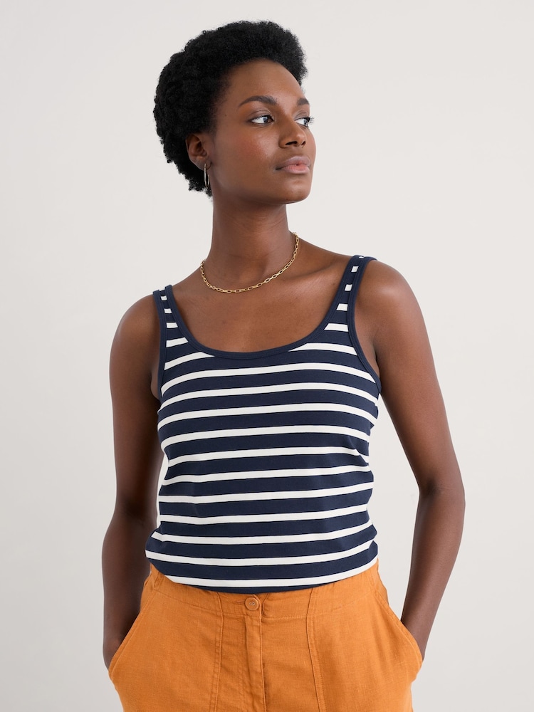 Azul - Camiseta sin mangas de punto Tidal Drift de Seasalt Cornwall - Imagen 1 de 5