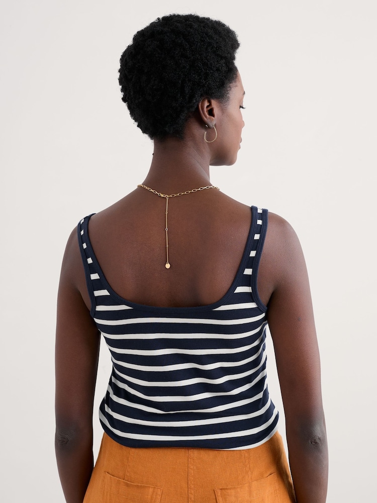 Azul - Camiseta sin mangas de punto Tidal Drift de Seasalt Cornwall - Imagen 2 de 5