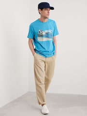 Seasalt Cornwall Cobalt Blue Mens Midwatch 100% Cotton T-Shirt - Image 1 of 5