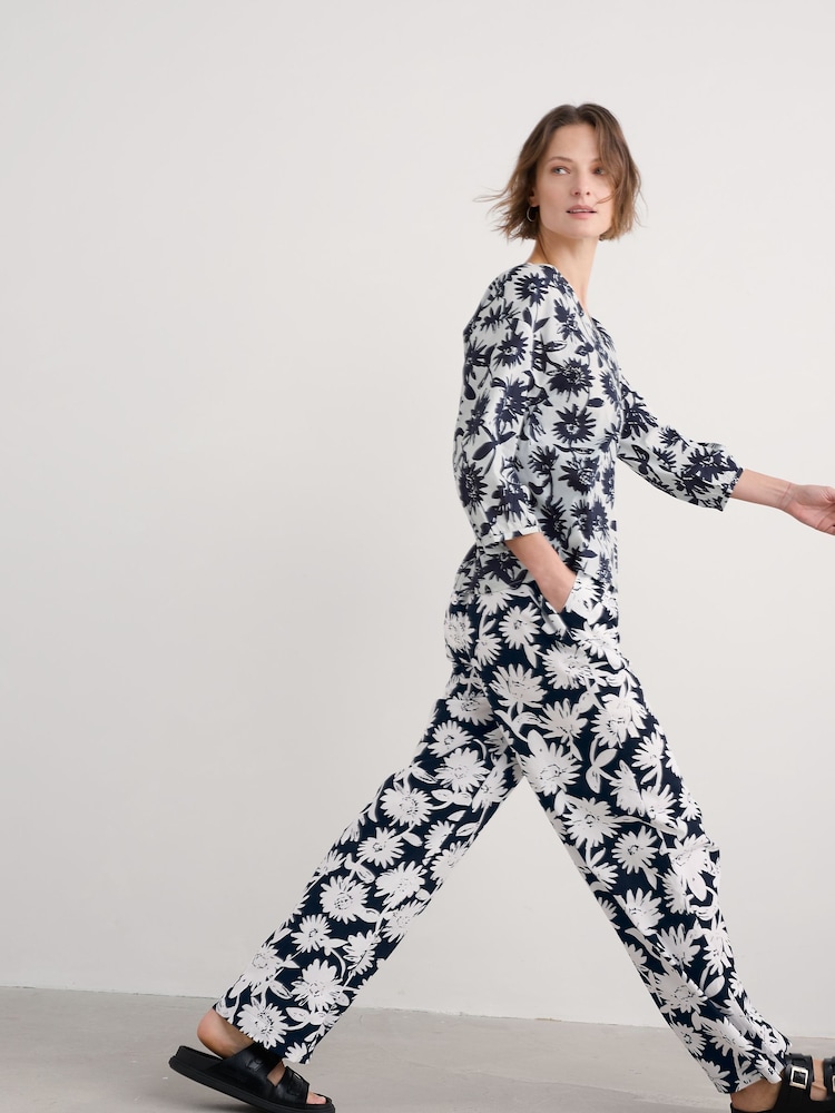 Seasalt Cornwall Blue Streamlet Floral Swing-Shape 100% Cotton Tunic - Image 1 of 5