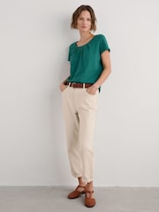 Seasalt Cornwall Green Light Pink Appletree Keyhole Detail T-Shirt - Image 3 of 5