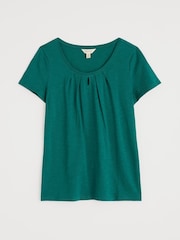 Seasalt Cornwall Green Light Pink Appletree Keyhole Detail T-Shirt - Image 4 of 5