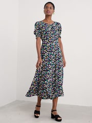 Seasalt Cornwall Black Marsh Short Sleeve Empire Line Dress - Image 1 of 5