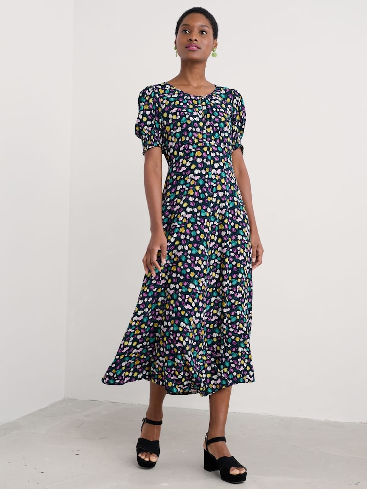 Seasalt Cornwall Black Marsh Short Sleeve Empire Line Dress - Image 1 of 5