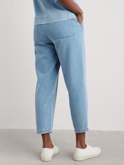 Seasalt Cornwall Blue Sholl Denim Linen Joggers - Image 2 of 5