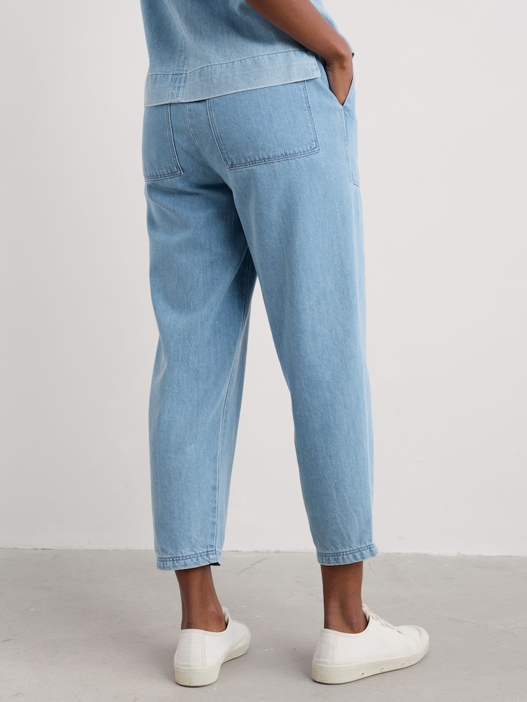 Seasalt Cornwall Blue Sholl Denim Linen Joggers - Image 2 of 5