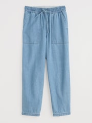 Seasalt Cornwall Blue Sholl Denim Linen Joggers - Image 4 of 5