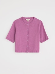 Seasalt Cornwall Purple Gillan Creek 100% Cotton Short-Sleeve Cardigan - Image 4 of 5