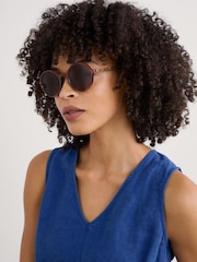 Seasalt Cornwall Brown Cascade Round Sunglasses - Image 3 of 4