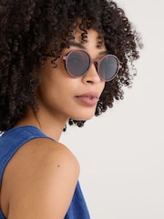 Seasalt Cornwall Brown Cascade Round Sunglasses - Image 4 of 4