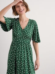 Seasalt Cornwall Dark Green Bell Gable Above-Ankle Dress - Image 3 of 5