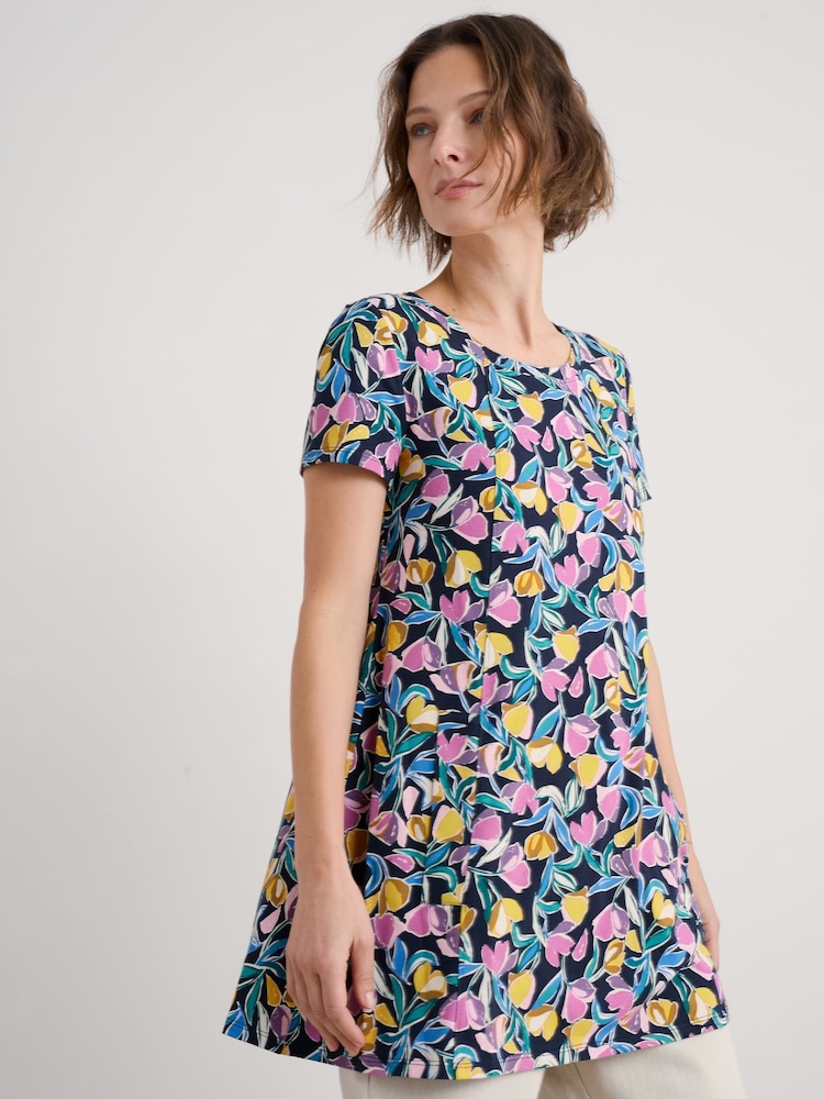Seasalt Cornwall Multi Screenprint Jersey A-Line Tunic - Imagen 1 de 5