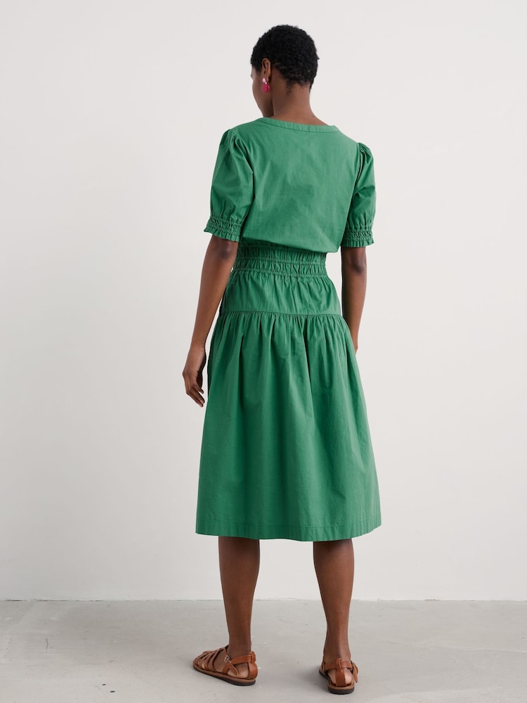 Dunkelgrün - Seasalt Cornwall Edith Smocked 100% Cotton Midi Dress - Bild 2 von 5