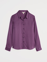 Seasalt Cornwall Purple Papaver Satin Shirt - Image 4 of 5