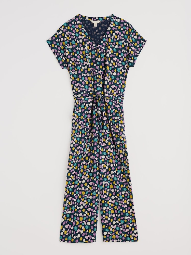 Seasalt Cornwall Black Multi Rose Trellis Wide Leg Jumpsuit - Image 4 of 4