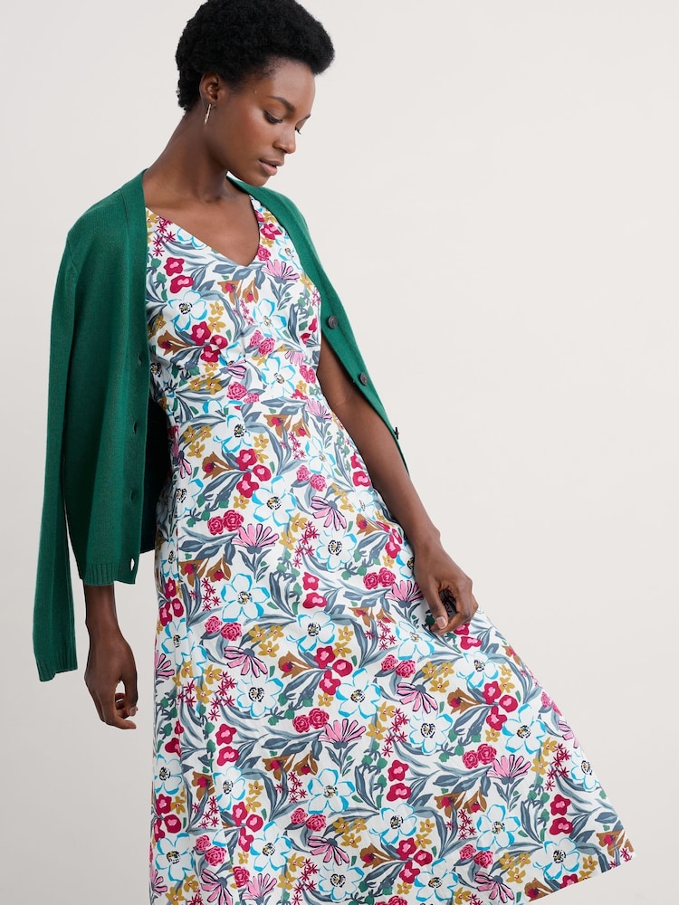 Seasalt Cornwall Blue/Pink Beyond Sleeveless V-Neck 100% Cotton Dress - Image 1 of 4