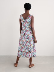 Seasalt Cornwall Blue/Pink Beyond Sleeveless V-Neck 100% Cotton Dress - Image 2 of 4