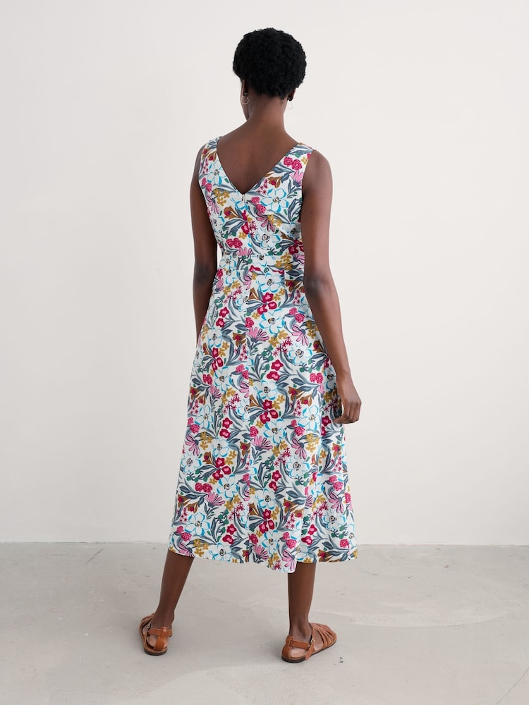 Seasalt Cornwall Blue/Pink Beyond Sleeveless V-Neck 100% Cotton Dress - Image 2 of 4 Seasalt Cornwall Blue/Pink Beyond Sleeveless V-Neck 100% Cotton Dress - Image 2 of 4