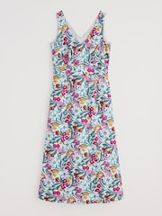 Seasalt Cornwall Blue/Pink Beyond Sleeveless V-Neck 100% Cotton Dress - Image 4 of 4