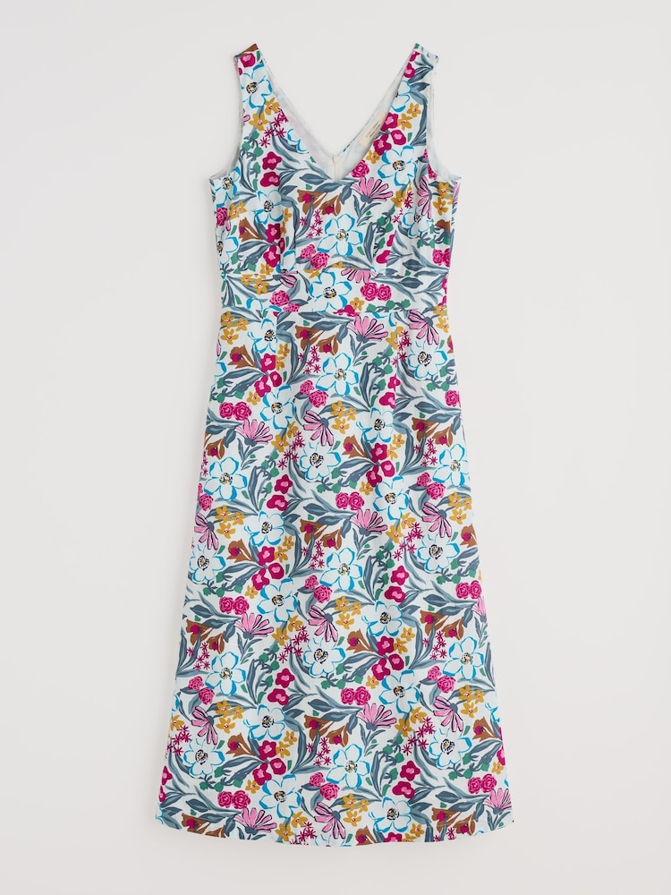 Seasalt Cornwall Blue/Pink Beyond Sleeveless V-Neck 100% Cotton Dress - Image 4 of 4
