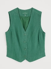 Seasalt Cornwall Green Teal Blinker Linen Waistcoat - Image 4 of 5