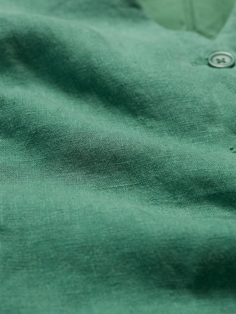 Seasalt Cornwall Green Teal Blinker Linen Waistcoat - Image 5 of 5