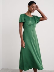 Seasalt Cornwall Green Rosalind Satin Midi Dress - Image 3 of 5