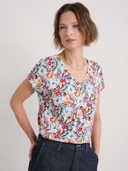 Seasalt Cornwall Black Studio Glass V-Neck Jersey 100% Cotton Top - Image 1 of 5