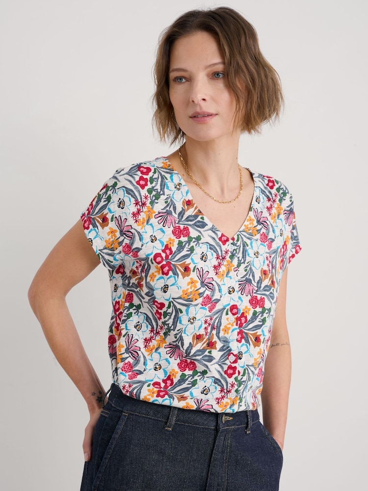 Seasalt Cornwall Black Studio Glass V-Neck Jersey 100% Cotton Top - Image 1 of 5