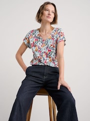 Seasalt Cornwall Black Studio Glass V-Neck Jersey 100% Cotton Top - Image 3 of 5