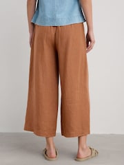 Seasalt Cornwall Brown Merrivale Linen Culottes Trousers - Image 2 of 5