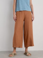 Seasalt Cornwall Brown Merrivale Linen Culottes Trousers - Image 3 of 5