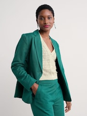 Seasalt Cornwall Dark Green Erica Linen Blend Blazer - Image 1 of 5