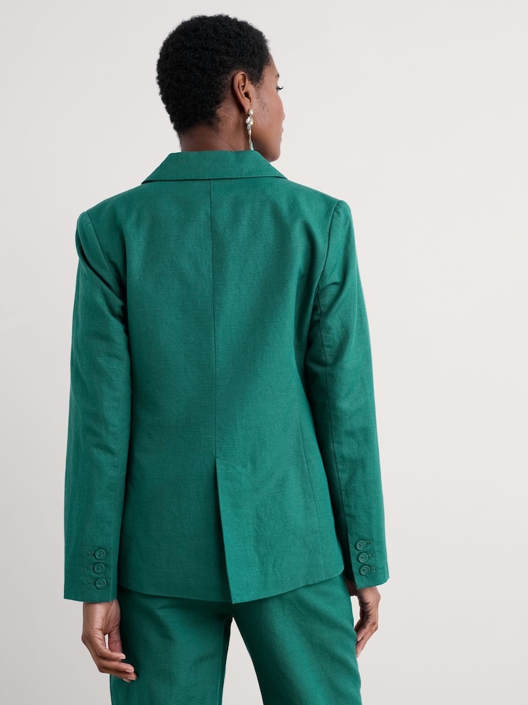 Seasalt Cornwall Dark Green Erica Linen Blend Blazer - Image 2 of 5