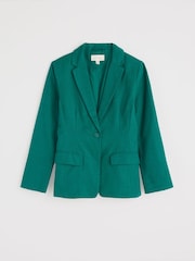 Seasalt Cornwall Dark Green Erica Linen Blend Blazer - Image 4 of 5