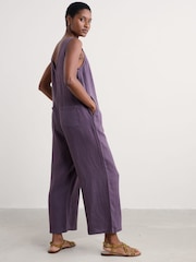 Seasalt Cornwall Purple Salt Air 100% Linen Jumpsuit - Image 1 of 5