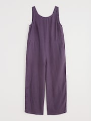 Seasalt Cornwall Purple Salt Air 100% Linen Jumpsuit - Image 4 of 5