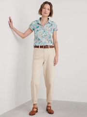 Seasalt Cornwall Blue Chrome Rushmaker Short Sleeve 100% Cotton Shirt - Image 1 of 5