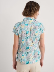 Seasalt Cornwall Blue Chrome Rushmaker Short Sleeve 100% Cotton Shirt - Image 2 of 5