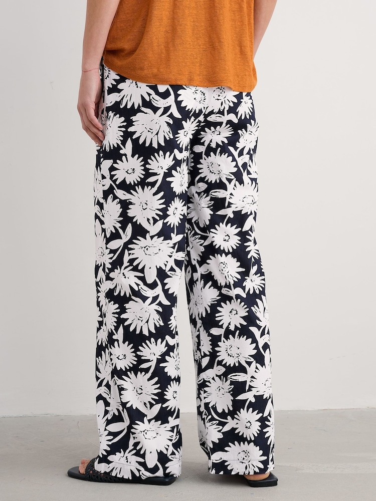 Seasalt Cornwall Blue Poolfield 100% Cotton Printed Trousers - Image 1 of 5