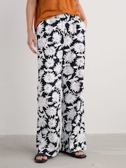 Seasalt Cornwall Blue Poolfield 100% Cotton Printed Trousers - Image 2 of 5