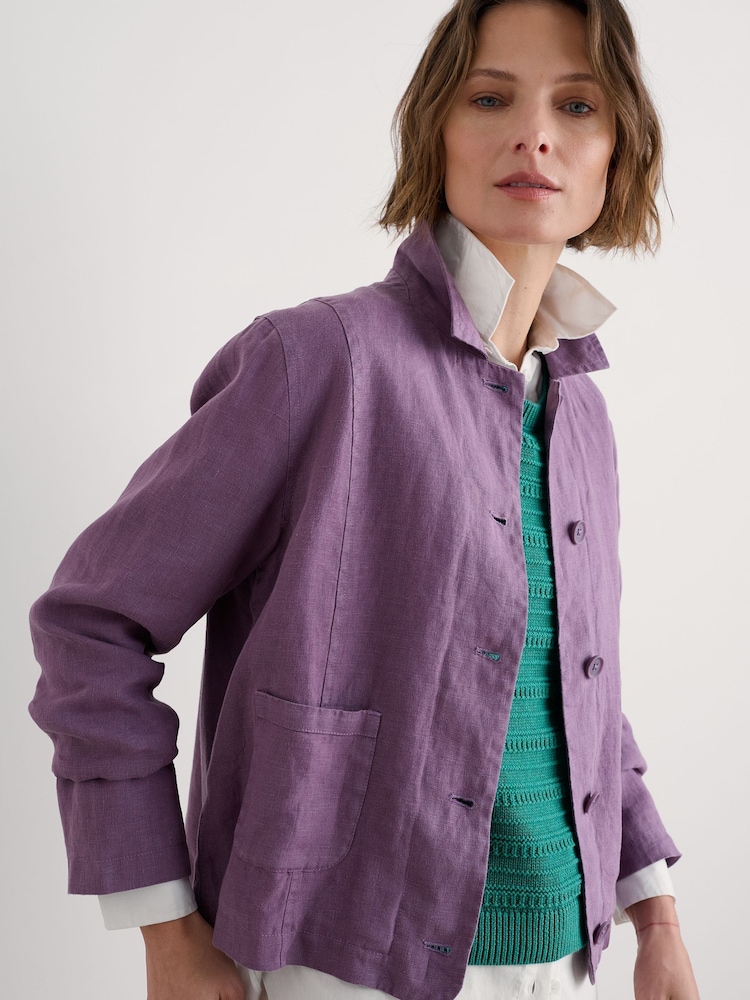 Seasalt Cornwall Purple Arame Linen Jacket - Image 3 of 5