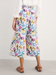 Seasalt Cornwall Black Multi Peaceful Haven 100% Linen Culottes Trousers - Image 2 of 5