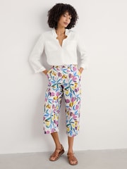 Seasalt Cornwall Black Multi Peaceful Haven 100% Linen Culottes Trousers - Image 3 of 5