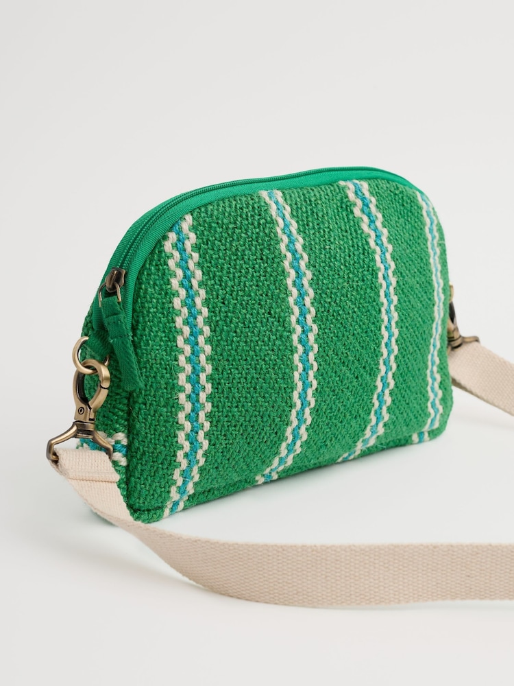 Seasalt Cornwall Green Flourish Jute Striped Cross-Body Bag - Image 2 of 4