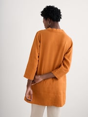 Seasalt Cornwall Yellow Tide Clock 3/4 Sleeve 100% Linen Tunic - Image 2 of 5