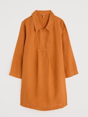 Seasalt Cornwall Yellow Tide Clock 3/4 Sleeve 100% Linen Tunic - Image 4 of 5